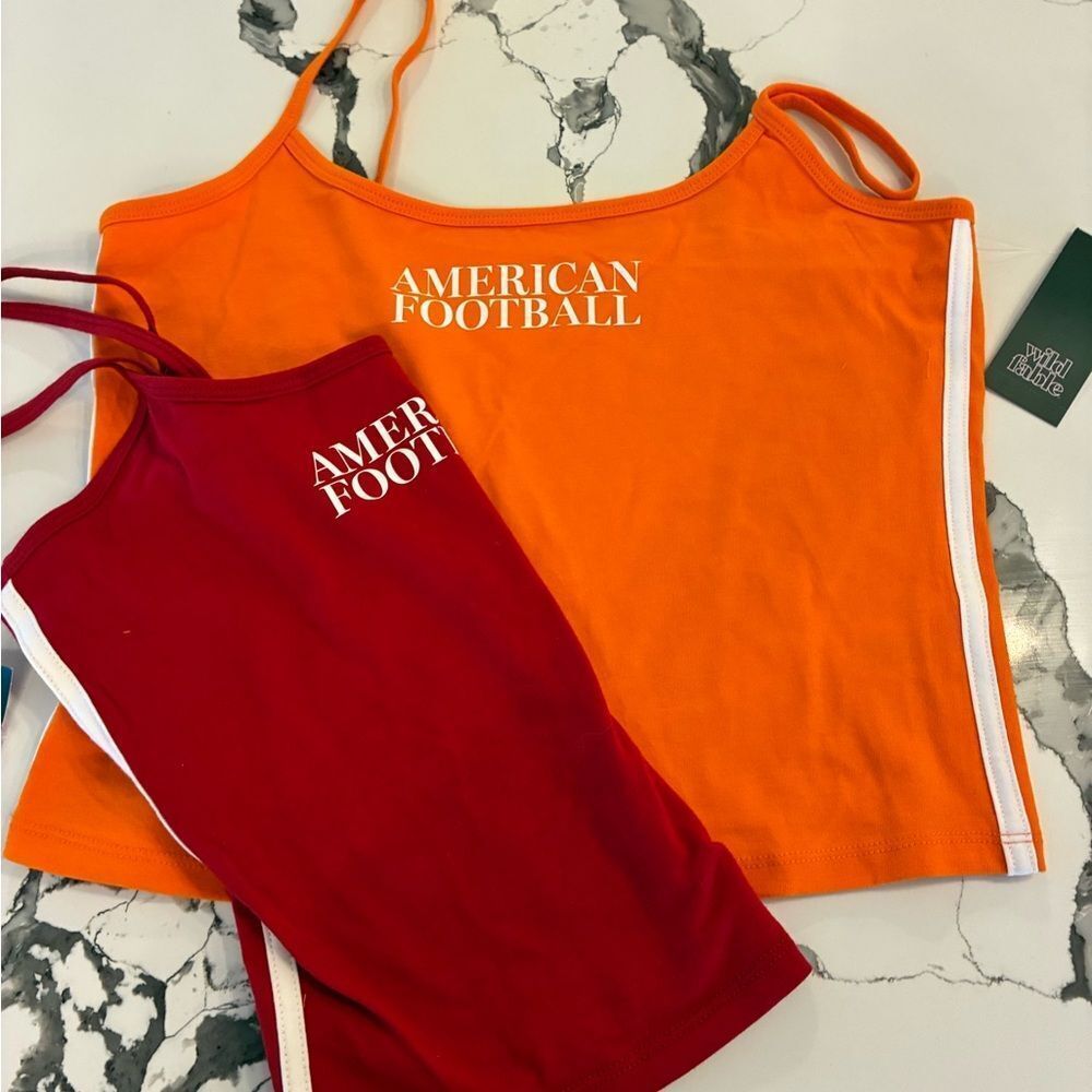 Wild Fable Red and Orange Football Tank Tops